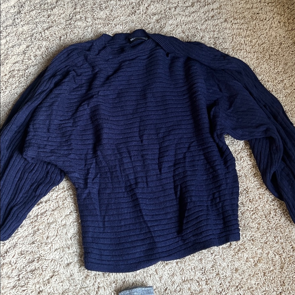 Navy Blue Ribbed Sweater